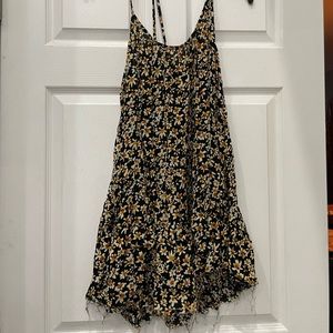 Mini Sundress with ragged edge bottom cotton gauze material